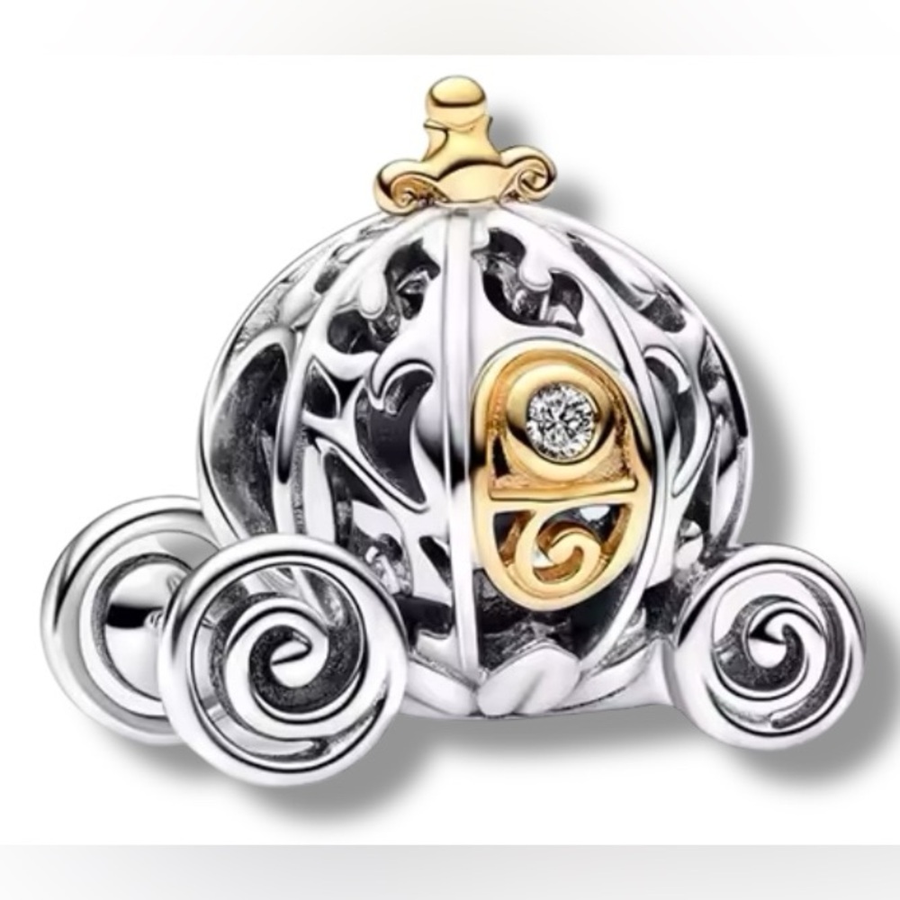 925 Elegant Silver and Gold Carriage Charm